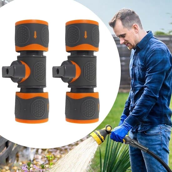 Trädgårdsvattenslangkoppling - vattenslangadapter - vattenslang - med avstängningsventil - 2-pack - grå