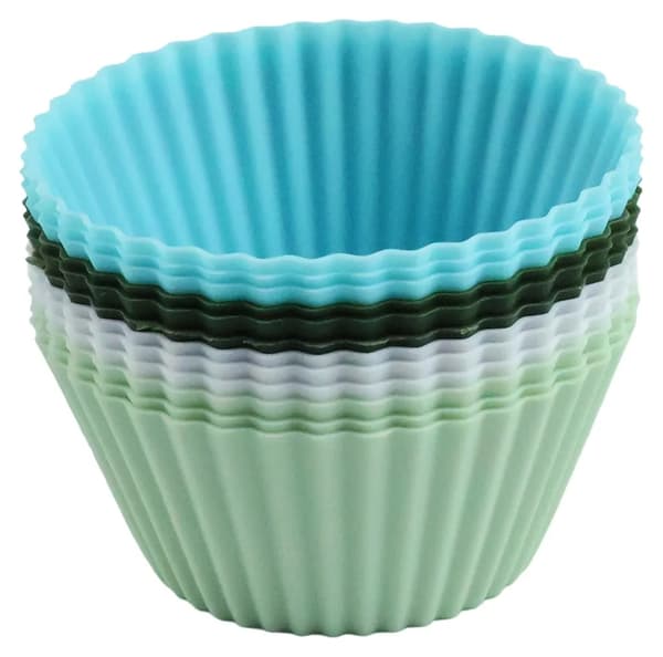 12-pack stora muffinsformar i silikon, non-stick, återanvändbar bakform