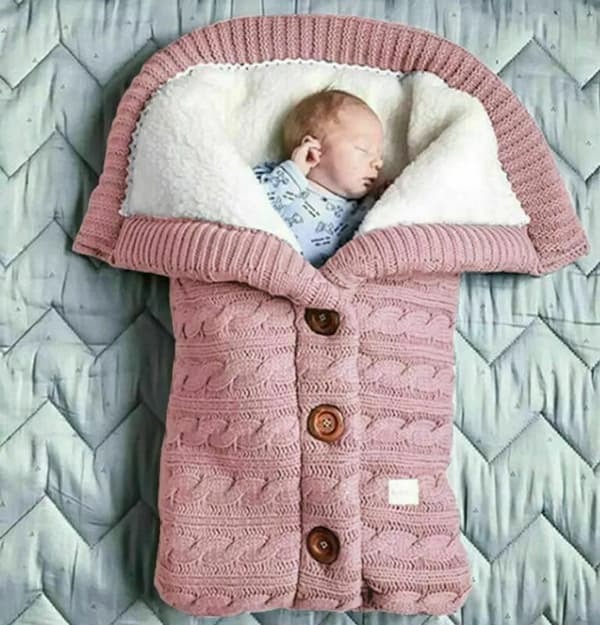 Baby vinterfilt, barnvagn sovsäcksfilt, varm rosa