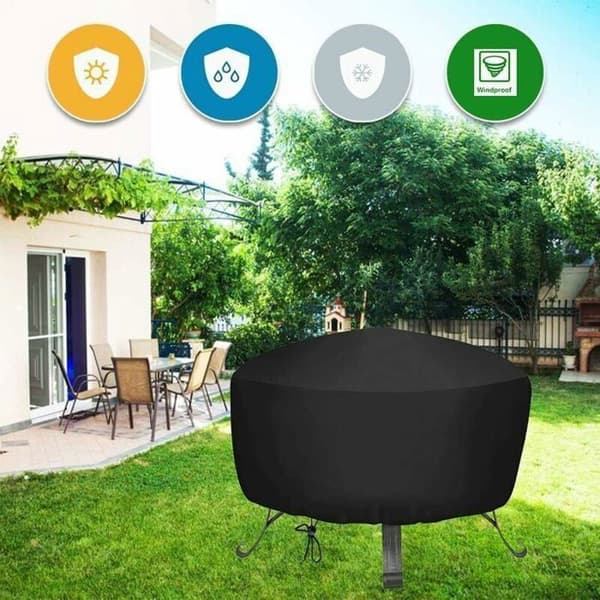 Grill eldstadsskydd, runt eldstadsskydd med dragsko, vattentätt Oxford-tyg eldstadsskydd - diameter 85x40