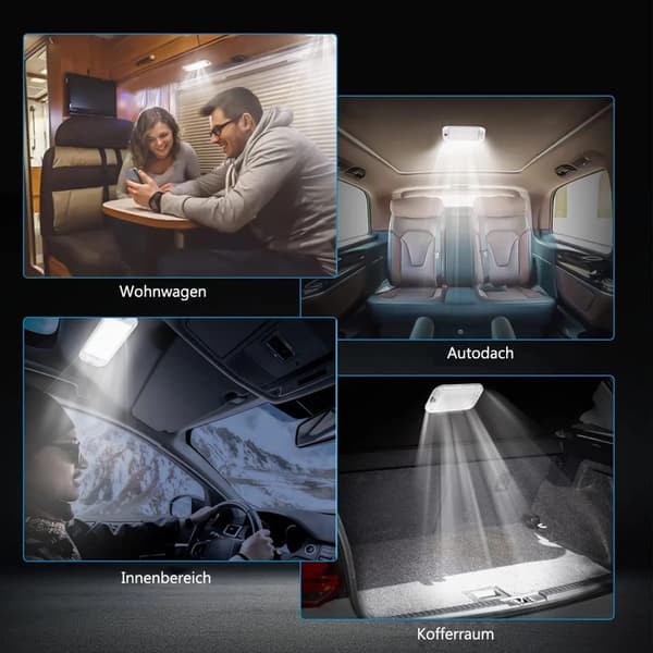 LED RV Loftlys m/ Afbryder, LED Indvendig Belysning til Autocamper, Campingvogn, Båd (2-pak)