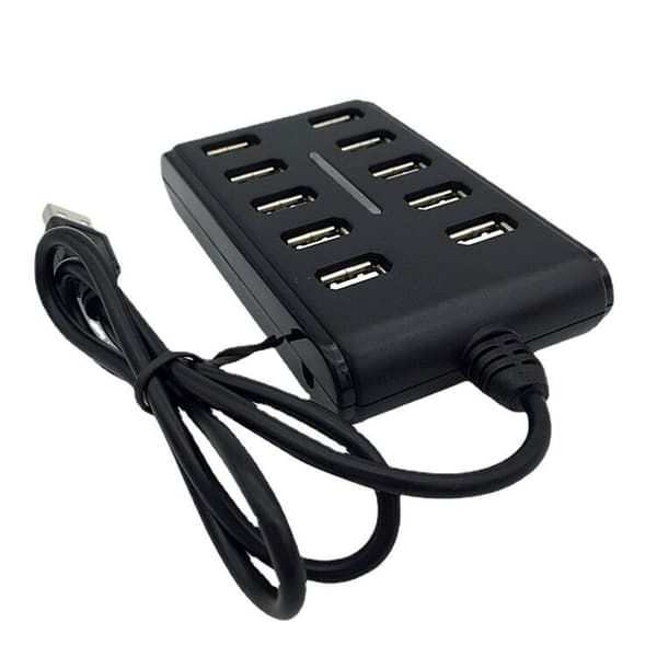 10-ports hub, USB 2.0 højhastigheds multi-splitter, adapter forlængerkabel, egnet til bærbare interfaceenheder.