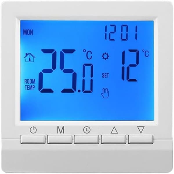 Intelligent programmerbar termostat lämplig för väggmonterade gaspannor med LCD-display