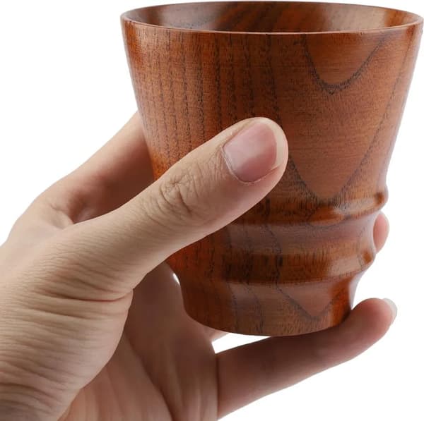 Massivt træ maveformet vand- og kaffekrus (1 stk.)