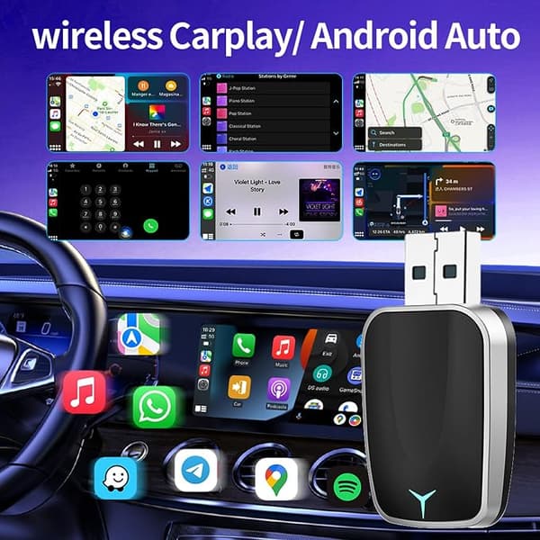 2-in-1 langaton sovitin, auton langaton sovitin, kaapeli iOS 12+:lle ja CarPlaylle