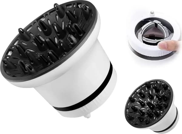 Professionelt hårtørrer diffuser tilbehør, universelt diffuser tilbehør, justerbar hårtørrer diffuser, velegnet til krøllet og bølget hår.