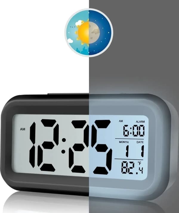 Digital väckarklocka LED Digital väggklocka Datum Temp. 12 timmar 24 timmar USB 3D väckarklocka Sovrum Kontor Dimbar klocka Svart