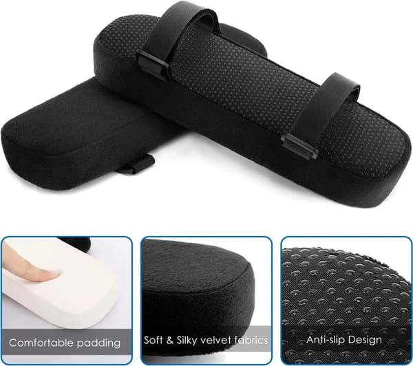 Stolsarmstöd, 2-pack, Ergonomiska, Mjuka Armbågsskydd – Svarta