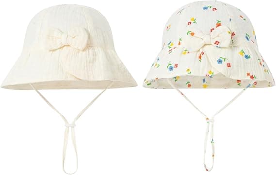 2 kreative baby-solhatte med sløjfe