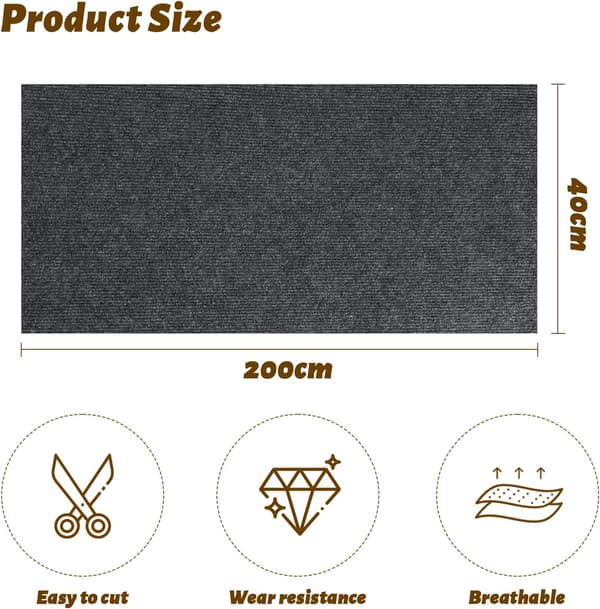 Kradsetræ til sofaer, 40 cm x 200 cm, anti-ridse, mørkegrå