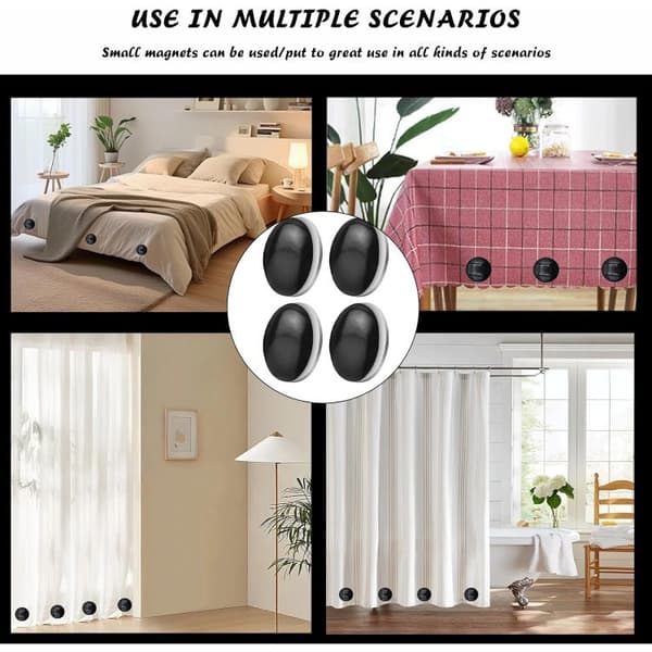 12-pack duschdraperimagneter, duschdraperiblystänger, duschdraperiband, duschdraperivikter, duschdraperitillbehör (svart)