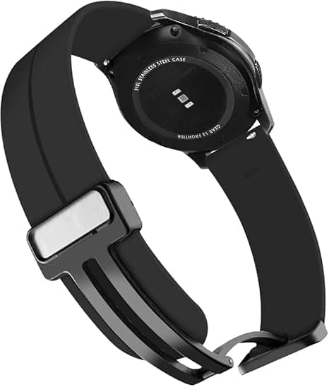22 mm elastisk urrem med en blød silikone magnetisk lynlås, unisex (22 mm, sort).