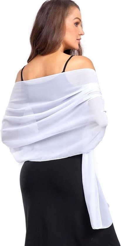Dame bløde, silkebløde chiffon lange satin tørklæder og sjaler til elegant hverdagsbrug (hvid)