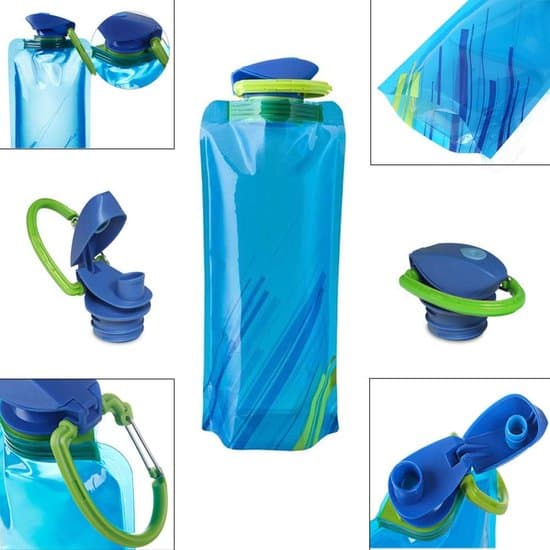 Hopfällbara vattenflaskor (8-pack) - Återanvändbara dricksflaskor - BPA-fria - 700 ml - Med karbinhake, lämpliga för utomhusbruk