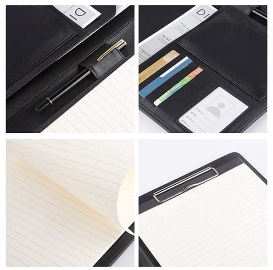 1-pak - Lædermateriale - Mappemappe - A4-størrelse mappe med clipboard - Kontor-/mødenotesbog - Med sticky notes - Sort