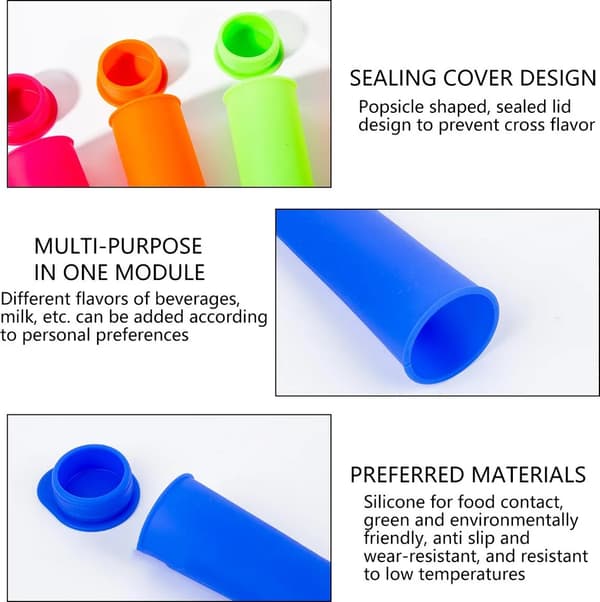 Silikone ispindeforme, BPA-fri, med låg, genanvendelige, DIY ispindeforme til børn, 6-pak.