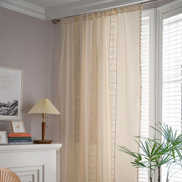 Gardinstang hul vævning-beige 150*300cm