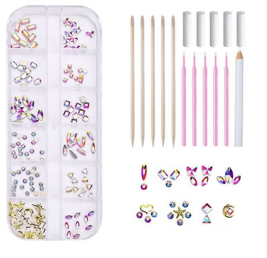 Limfri Tandsten & Smykkesten Sæt til DIY Makeup & Neglekunst