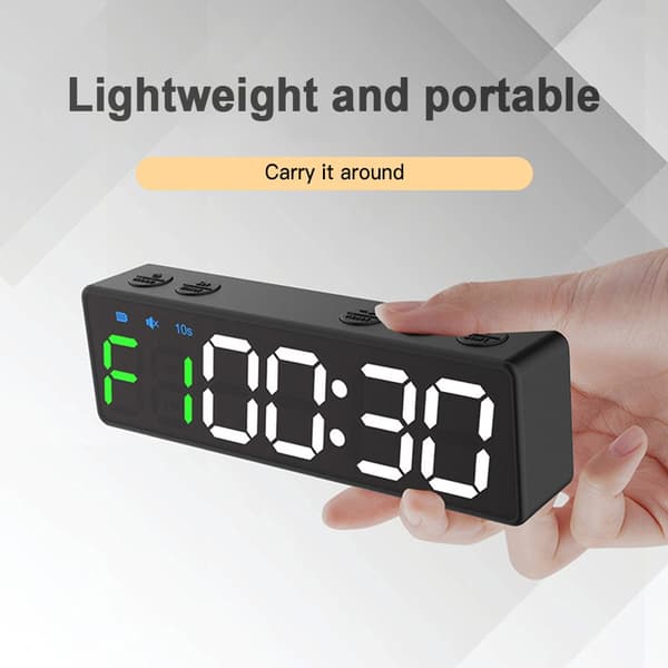 Mini bærbar fitnesstimer, LED digitalt display med stærk magnet og 8 intervaltilstande (rød)