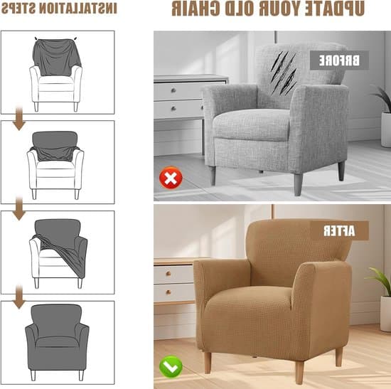 Elastiskt fåtöljöverdrag för ensitssoffa | Universellt jacquardsofföverdrag | Mörkgrå, husdjursfläcksresistent