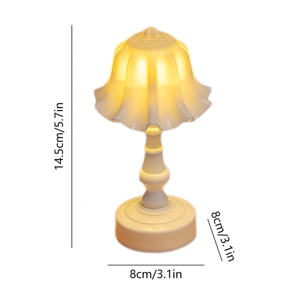 2-pack, bordslampor, retro klockblomma-formade små sänglampor, lämpliga för sovrum (vit)