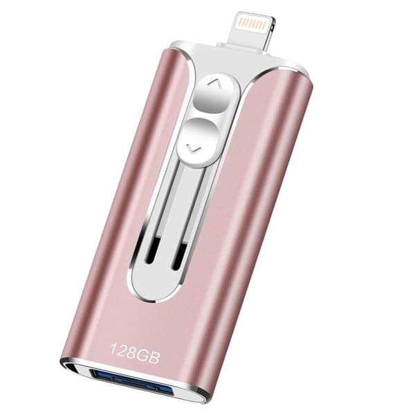 Rosa 3-i-1 128 GB USB-C flash-enhet, stöder höghastighetsdataöverföring, kompatibel med Micro-USB-gränssnitt, lämplig för mobiltelefoner.