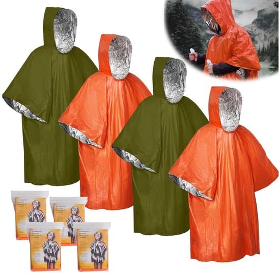 Vattentät överlevnadsfilt - Nödöverlevnadsregnponcho 4-pack