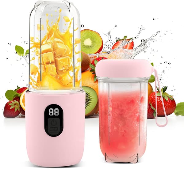 Bærbar blender, bærbar elektrisk juicer - pink