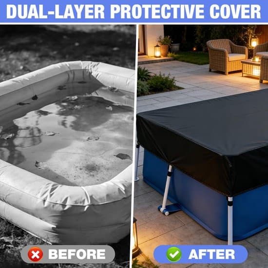 Poolskydd för rektangulär 300 x 205 cm, poolskyddspresenning, poolskydd, sommar och vinter, rektangulärt poolskydd för rektangulär ram pool