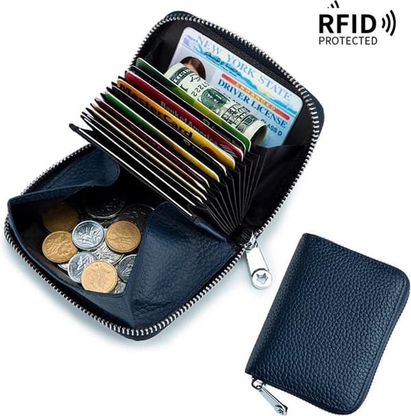 RFID-plånbok - Kort och mynt - Marinblå