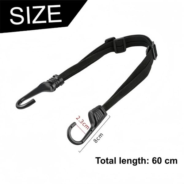 2-pak sorte 60 cm elastiske motorcykelhjelm bagagenetremme