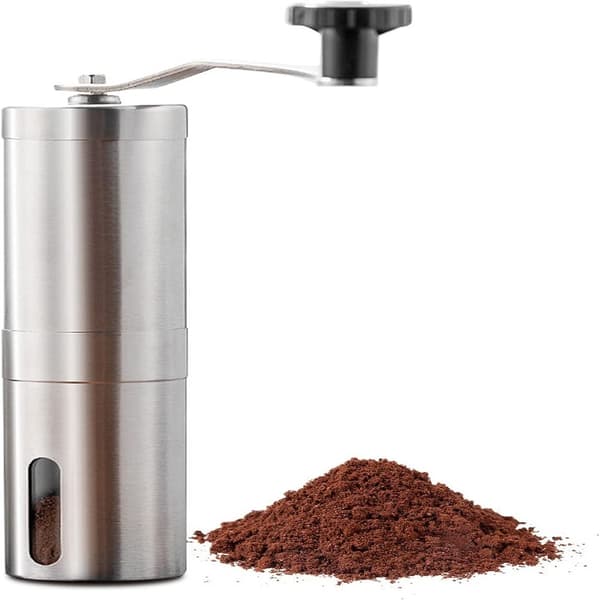 Bærbar manuel kaffekværn i rustfrit stål til camping, justerbar