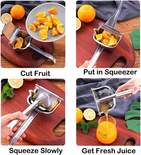 Citruspress i äkta rostfritt stål