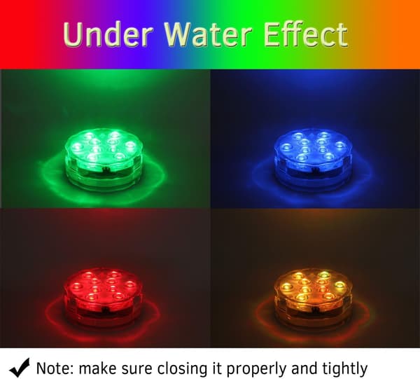1-pack fjärrstyrd vattentät dränkbar RGB LED-poolbelysning