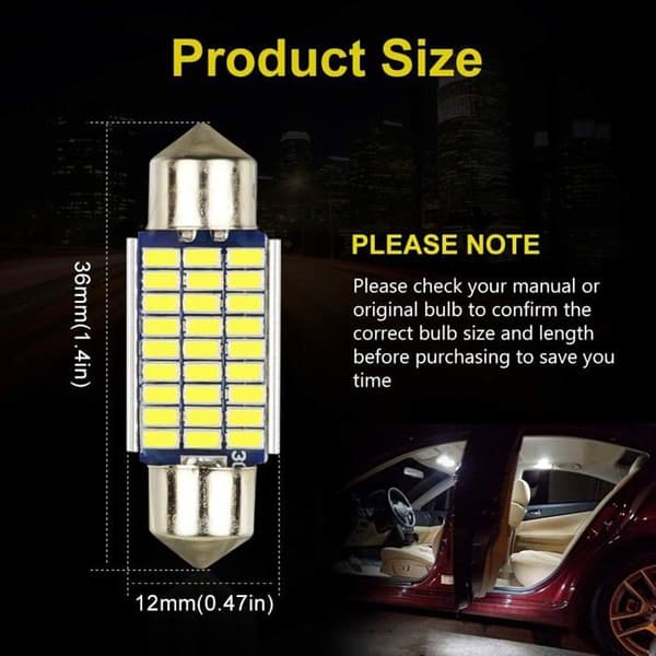 Bil LED-lampor - 36mm - 4-pack - 160 Lumen - 6000K - Problemfri CAN Bus