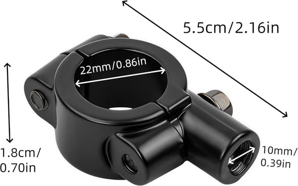 Cykelstyrbeslag, 22/10 mm, sort - todelt sæt