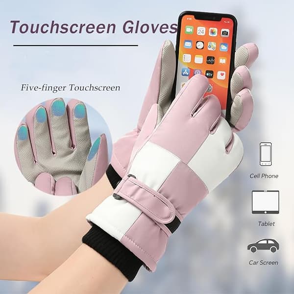 Herre Lysegrå Snehandsker - Vandtæt Touchscreen Vinter Varme Skihandsker