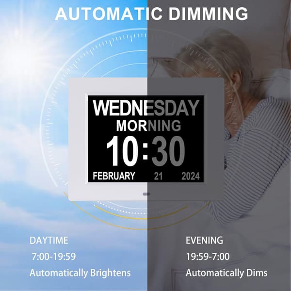 Demensklocka Stor Digital Kalender Seniorer Datum
