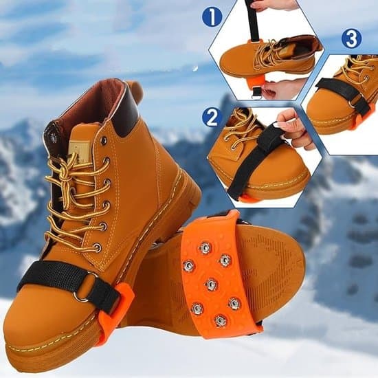 7-tands halkfria orange snöbroddar med kardborreknäppning