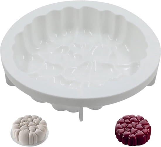 3D Hjerteformet Silikone Mousse Kageform & Bageform - 21 x 21 x 4,5 cm - Hvid