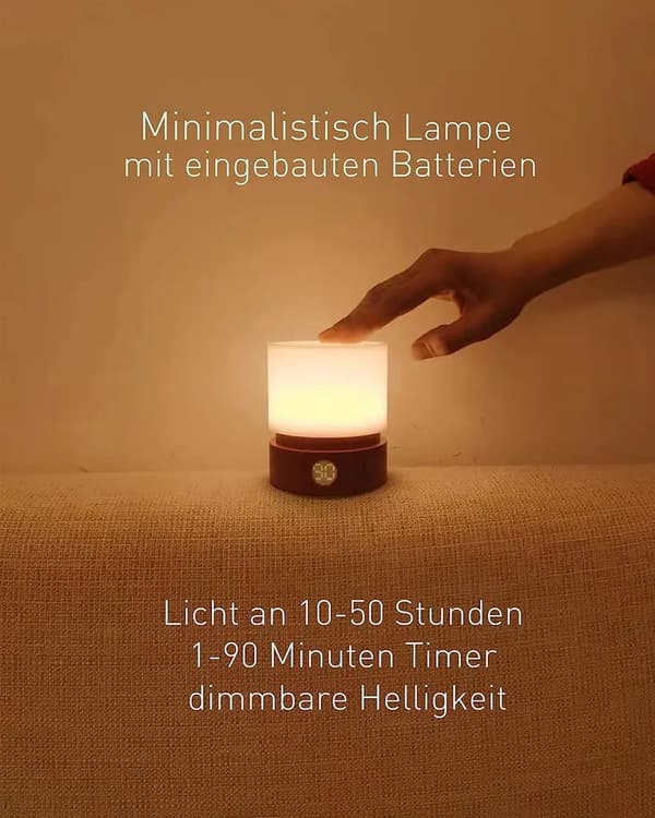 LED-natlampe til børn, dæmpbar bordlampe m/ timer & åndedrætstilstande, USB genopladelig.