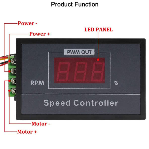 PWM motorvarvtalsregulator 6-60V 30A med LCD-display och start/stopp-kontroll