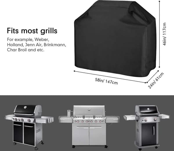 Gasgrillovertræk, vandtæt grillovertræk (145x61x117 cm) - Sort