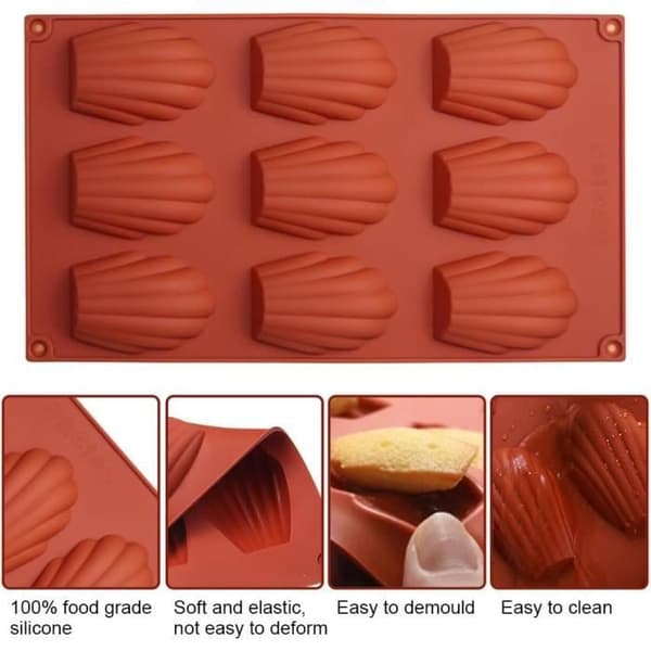 Madeleineformar - Tefal - 3-delat set - Silikon - 9 hål - Non-stick