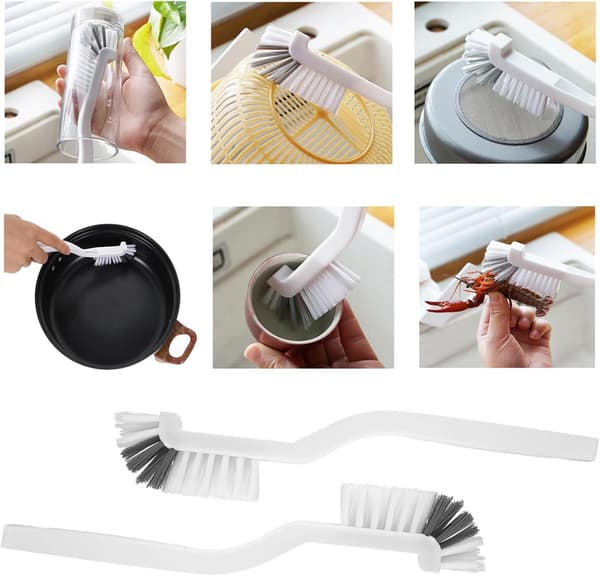 Tvåpack multifunktionella rengöringsborstar för flaskor, kaffekoppar och långskaftade borstar.
