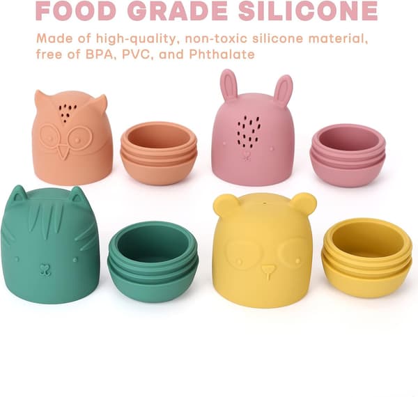 Silikone badelegetøj, klembart badelegetøj til småbørn 6-12-18 måneder+, børnevenligt badelegetøj, babyshower legetøj til børn 1-3 år