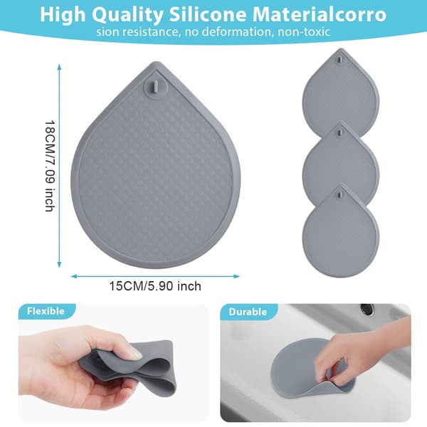 Silikonavloppsproppar - 3-pack 15x18cm Skyddshylsor - Golvhandfat - Grå