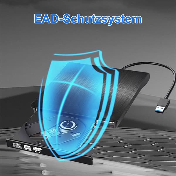 Eksternt DVD/CD-drev, USB 3.0 og USB-C, +/- RW ROM, til MacBook, Windows 11/10/8/7/XP, Linux