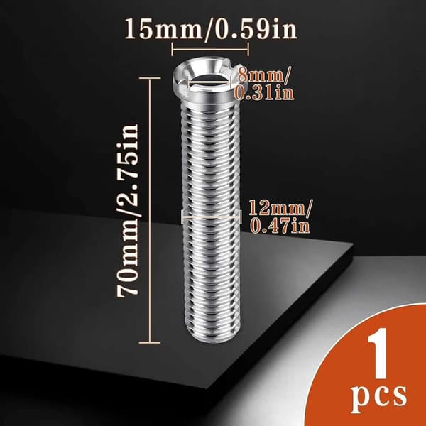 Et-delt hult gevind 70 mm vaskeafløbsfilter i rustfrit stål, til håndvaske, Ø12 mm ventil topfitting