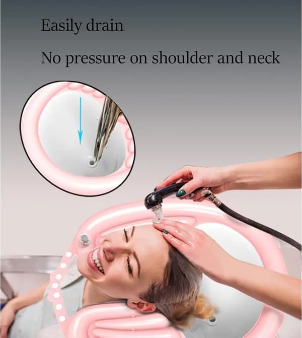 Shampoo vask, shampoo vask, egnet til brug i sengen, let, egnet til ældre og handicappede, pink